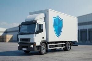 Cargo Truck with Insurance Symbol