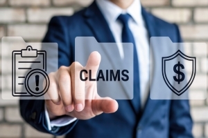 Person Interacting with Digital Interface for Insurance Claims Processing