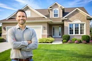 small house with a red roof is on top of a pile of newspapers Concept of home and real estate property insurance