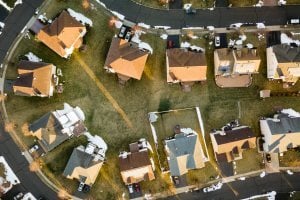 culdesac of homes covered by HOA and homeowners insurance policies